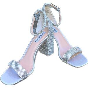 Steve Madden size 9 silver sparkly gem evening heels